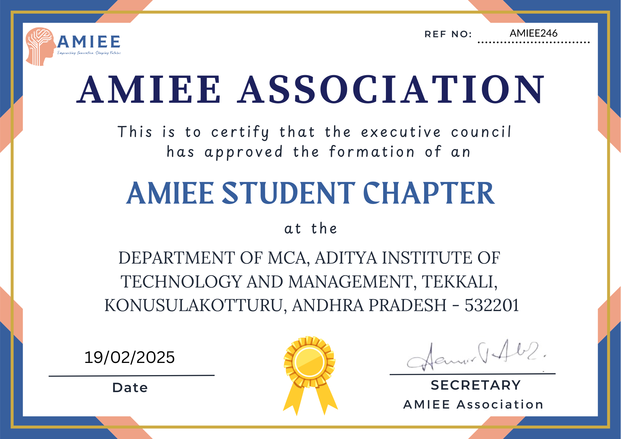 AMIEE Aditya Institute of Technology and Management Students Chapter MCA